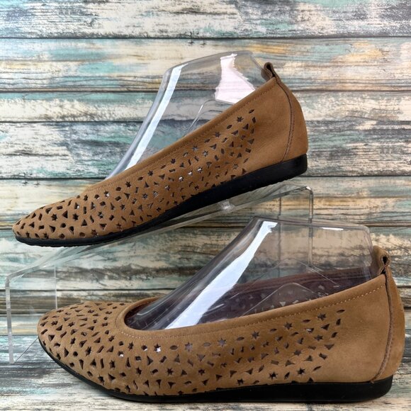 Arche Lily Ballerina Flats Womens 6 Brown Nubuck Calfskin Leather Slip On Shoes - Picture 2 of 10
